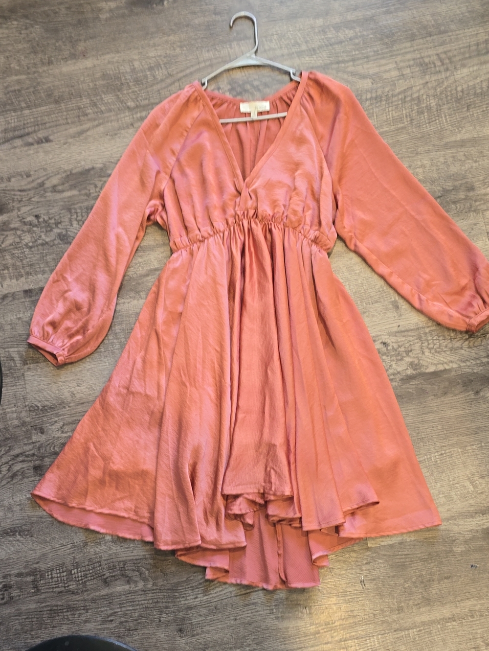 Pinch Rust-Pink High-Low V-Neck Dress